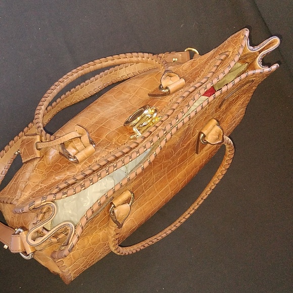 RARE Michael by Michael Kors brown crock embossed leather Hamilton satchel - Picture 11 of 15